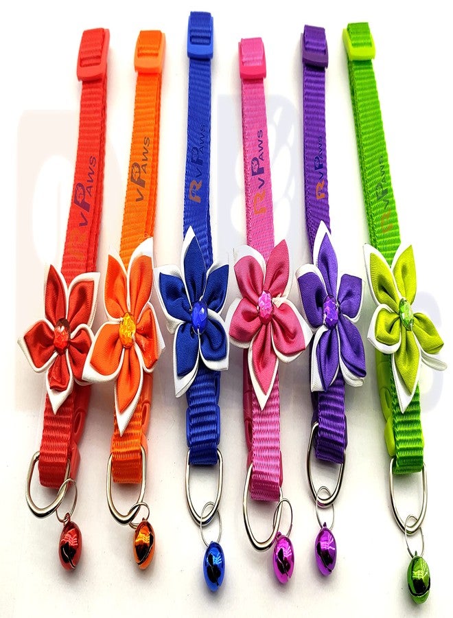 Pups&Pets Dog 15 MM Collar with Bell-Bow Tie Cute Safety Collar Nylon, Adjustable Cat Collar Flower Design for Puppies and Small Dogs (Small, Purple) - Image 3